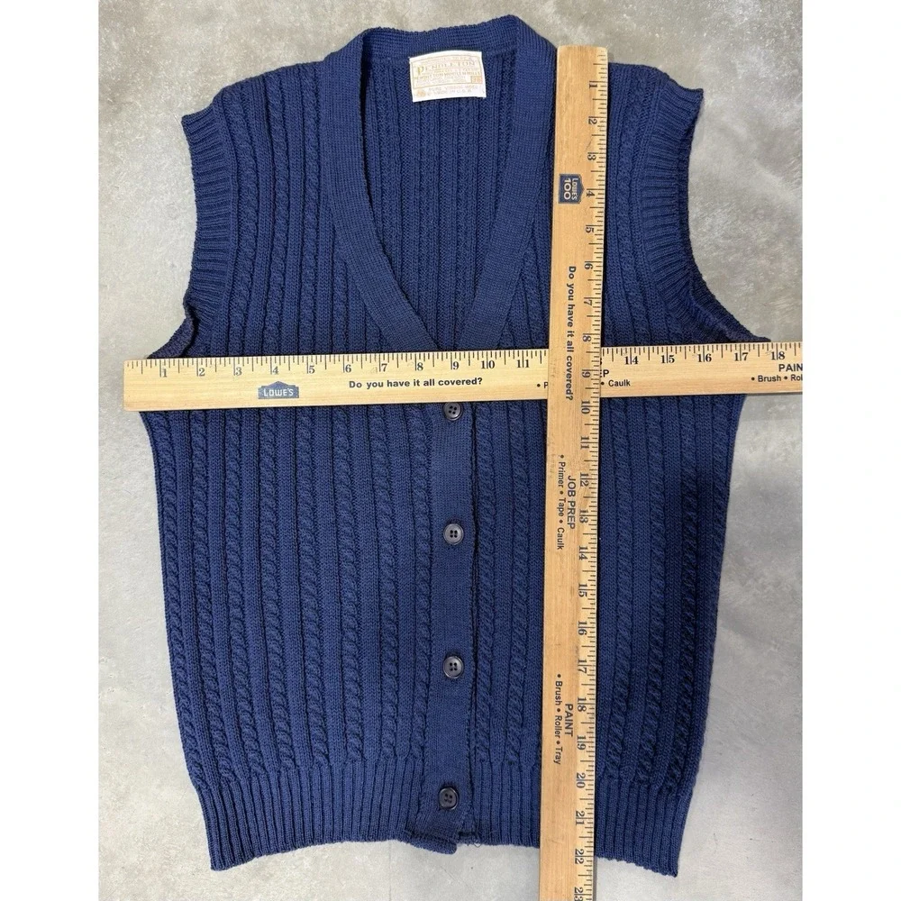 Vintage Pendleton Wool Sweater Vest Mens Blue‎ Button Front USA Size 38 Chunky